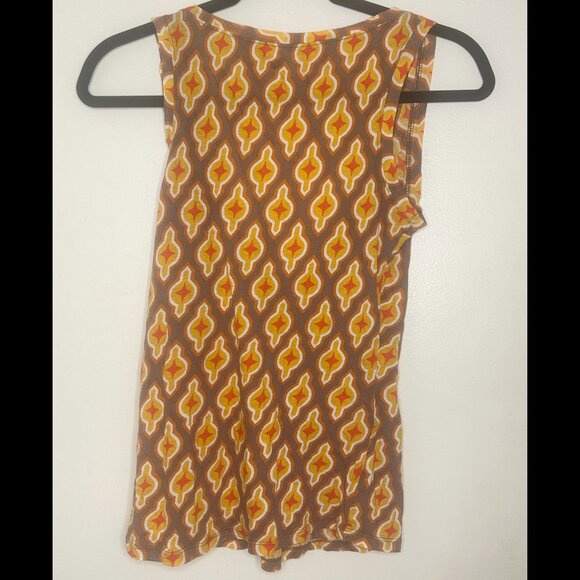 MOSSIMO 70s Style Burnt Orange Brown Patterned V-Neck Tank Top Size XS - Picture 2 of 4